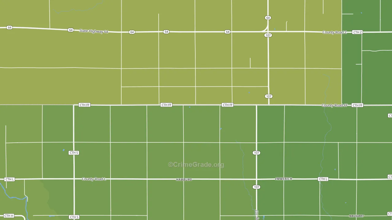 Hamburg, WI Map of Vehicle Theft Rates