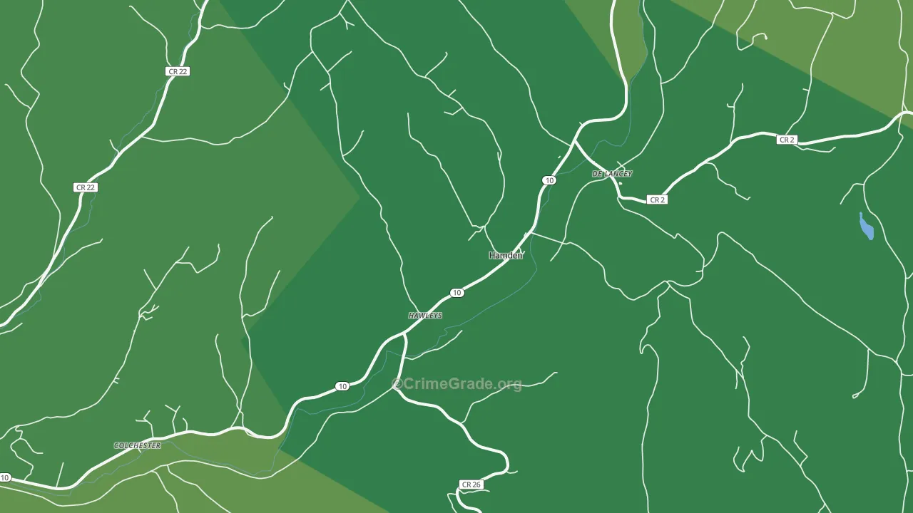 Hamden, NY Map of Vehicle Theft Rates