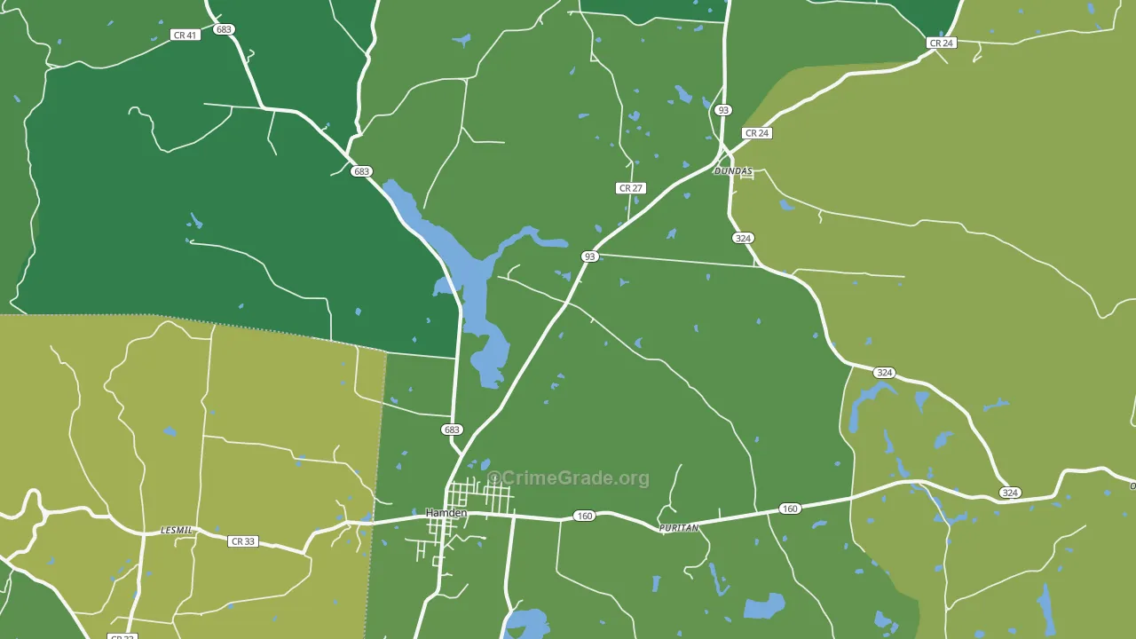 Hamden, OH Map of Vehicle Theft Rates