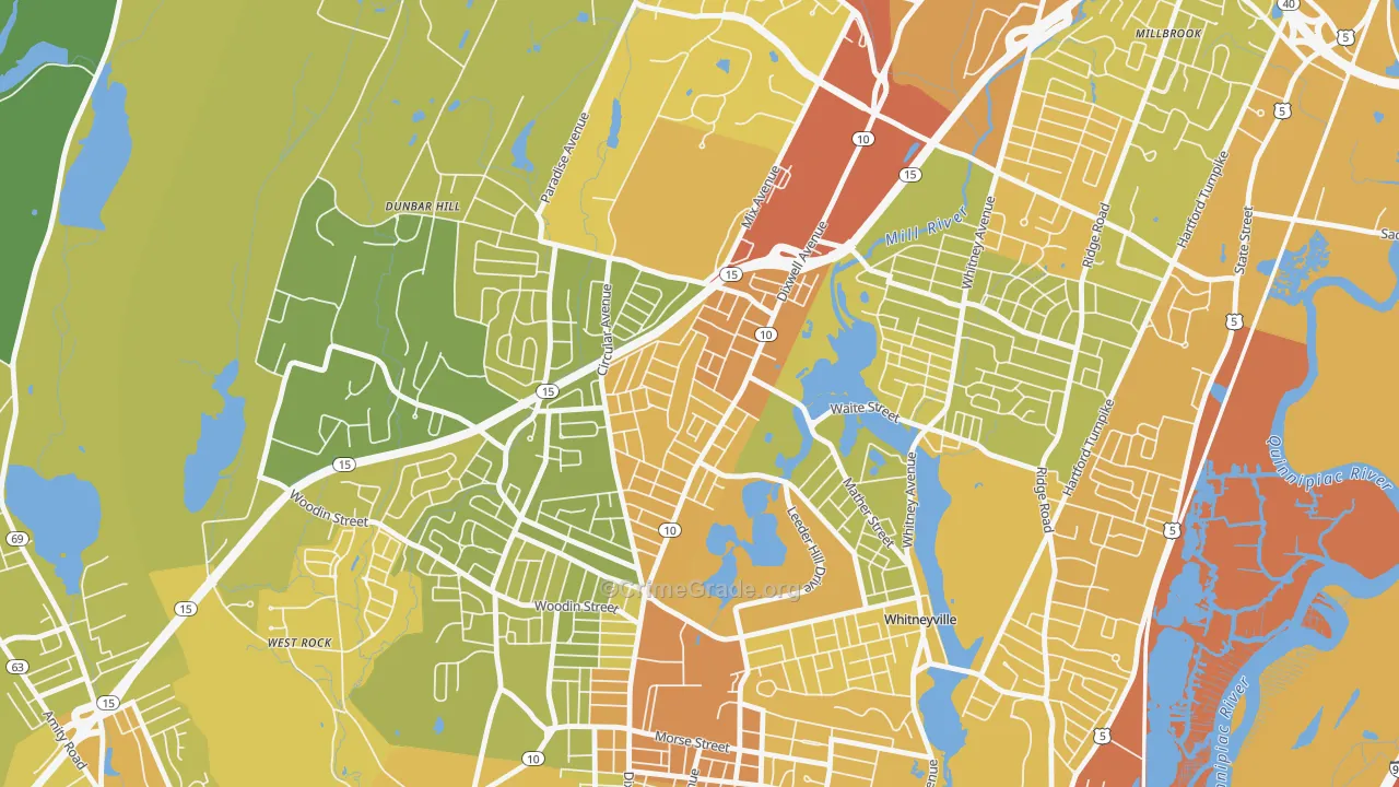 Hamden Plains, Hamden, CT Map of Vehicle Theft Rates