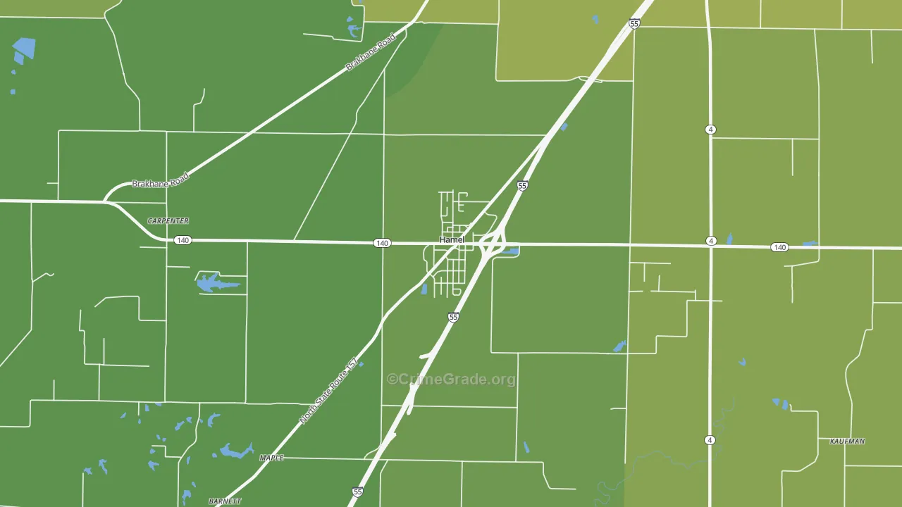 Hamel, IL Map of Vehicle Theft Rates