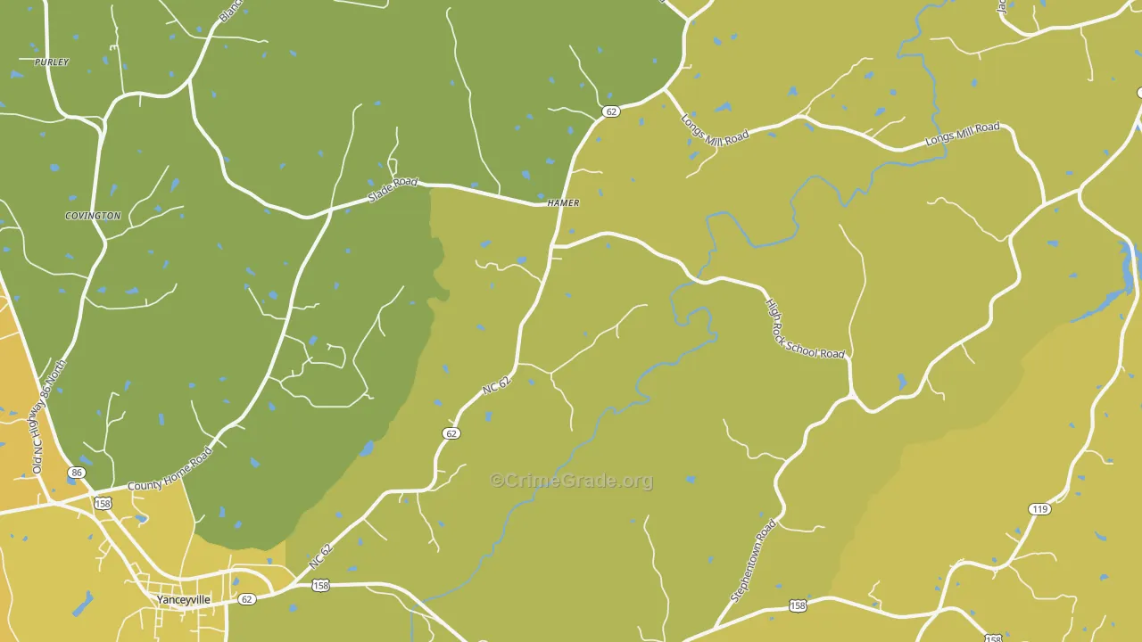 Hamer, NC Map of Vehicle Theft Rates