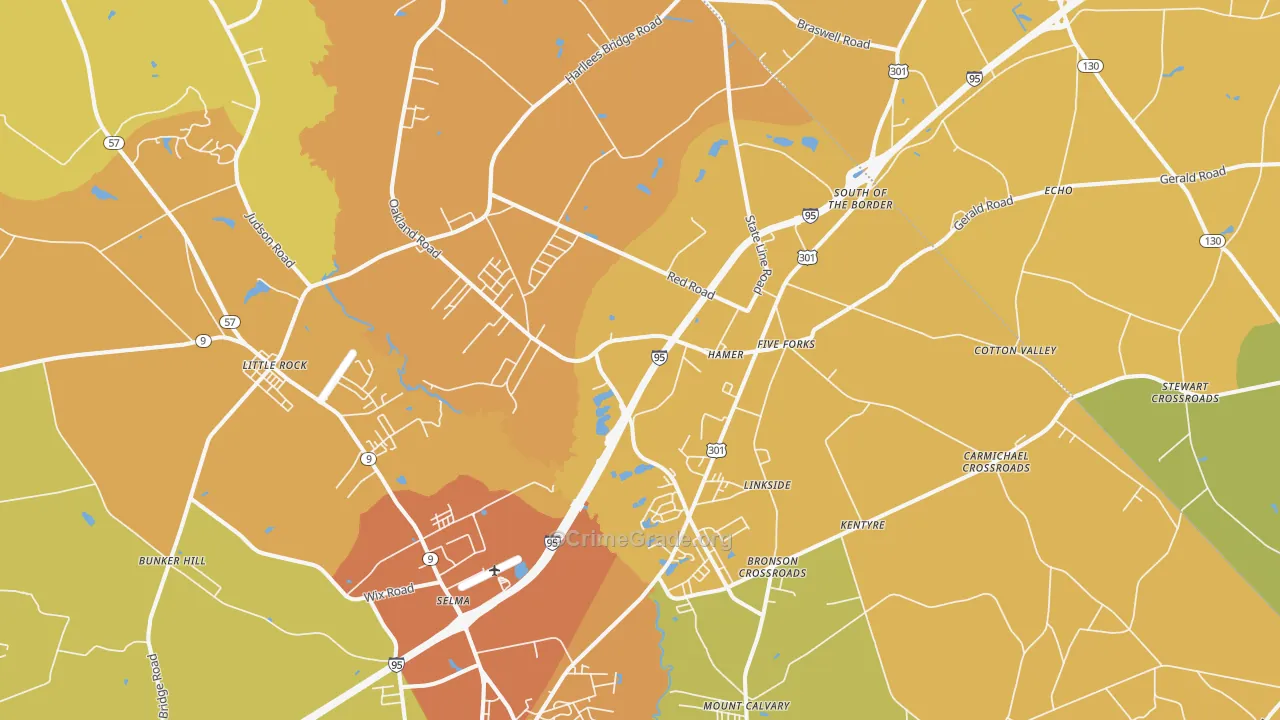 Hamer, SC Map of Vehicle Theft Rates