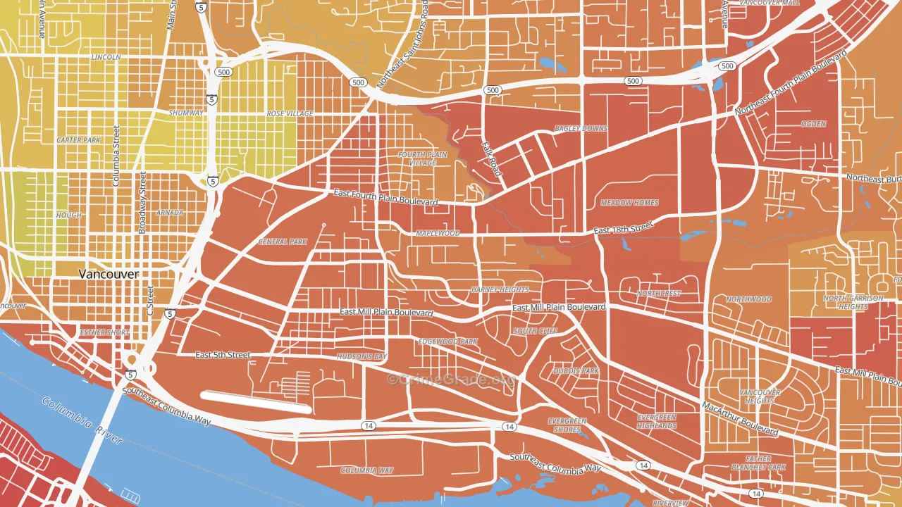 Hamey Heights, Vancouver, WA Map of Vehicle Theft Rates