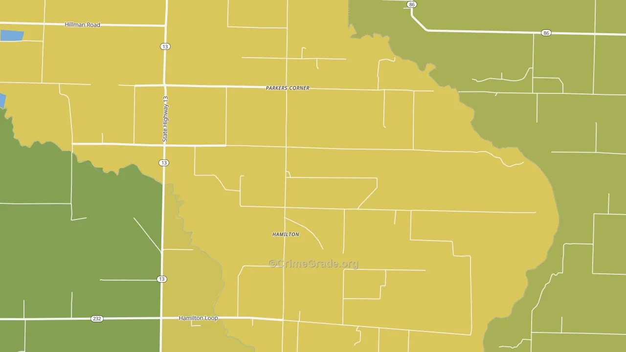 Hamilton, AR Map of Vehicle Theft Rates