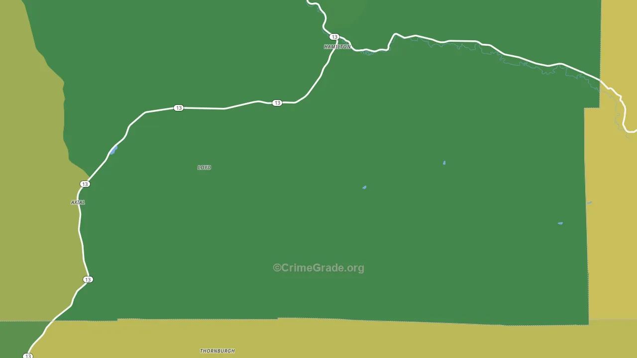 Hamilton, CO Map of Vehicle Theft Rates