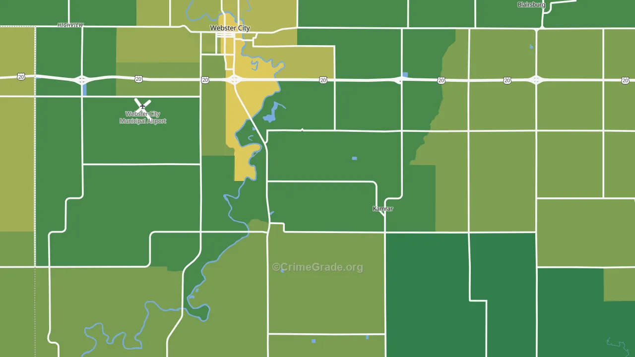Hamilton County, IA Map of Vehicle Theft Rates