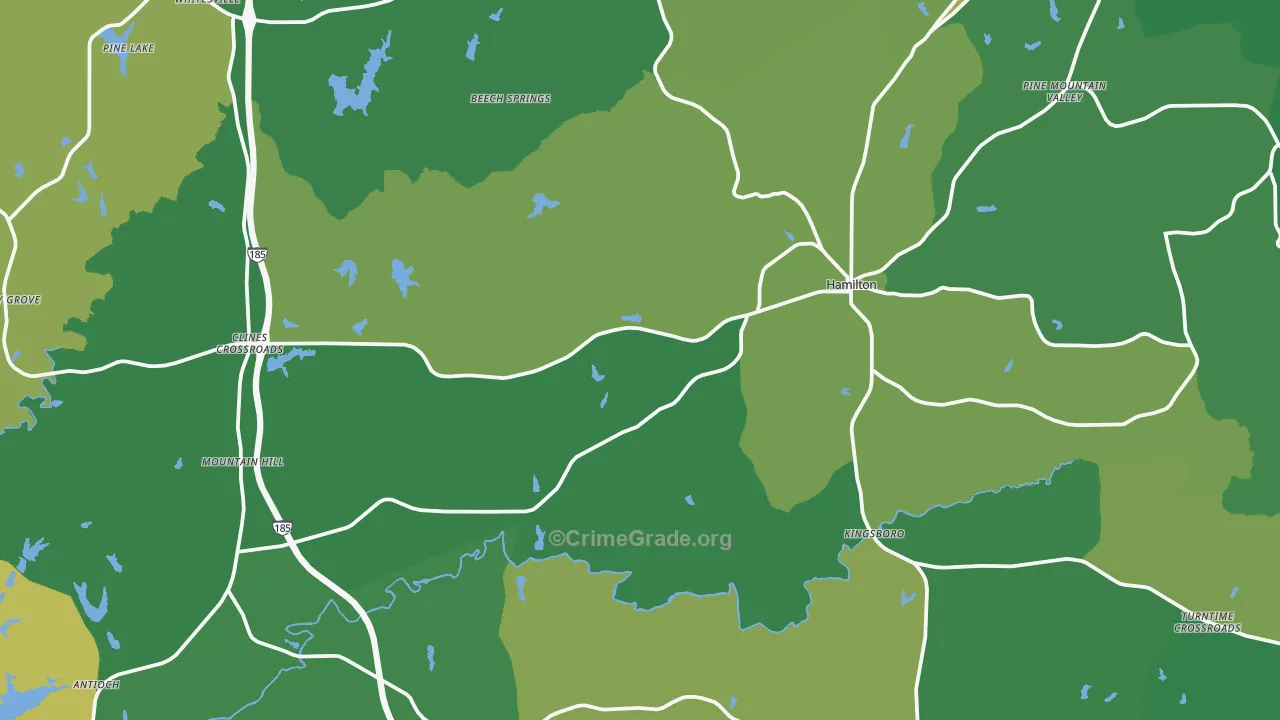 Hamilton, GA Map of Vehicle Theft Rates