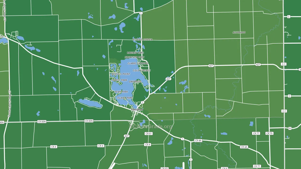 Hamilton, IN Map of Vehicle Theft Rates
