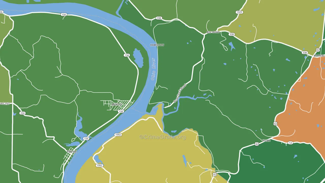 Hamilton, KY Map of Vehicle Theft Rates