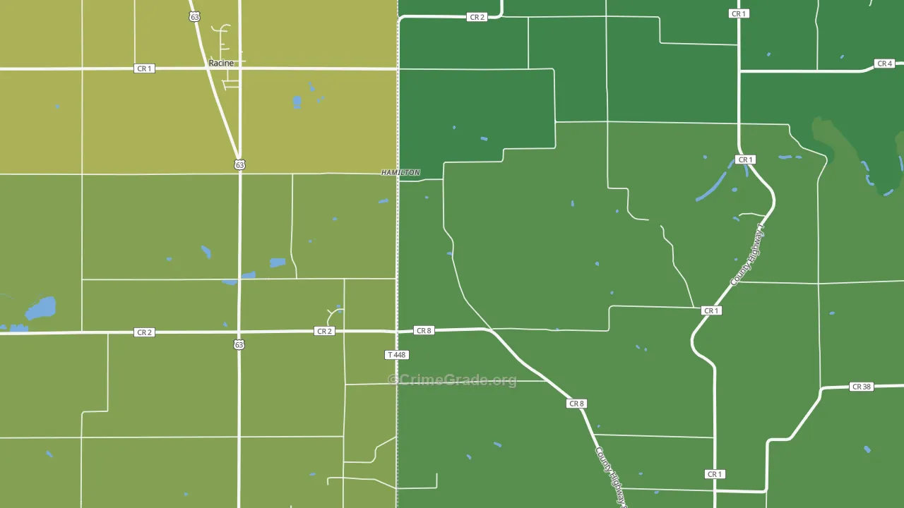 Hamilton, MN Map of Vehicle Theft Rates