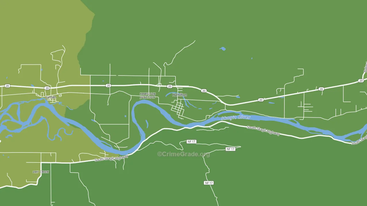 Hamilton, WA Map of Vehicle Theft Rates
