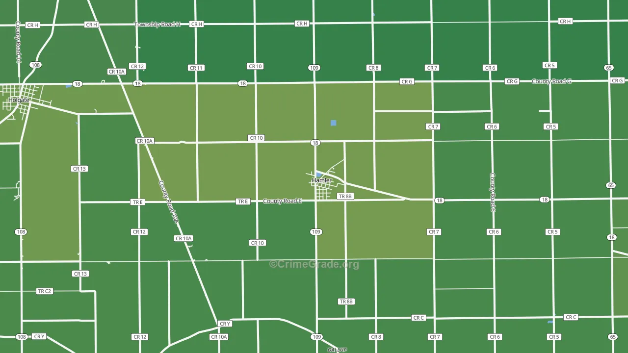 Hamler, OH Map of Vehicle Theft Rates