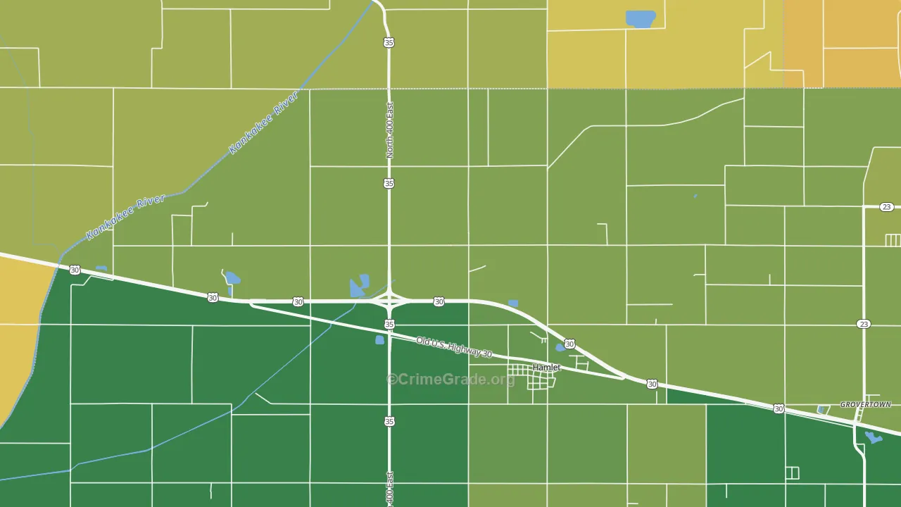 Hamlet, IN Map of Vehicle Theft Rates