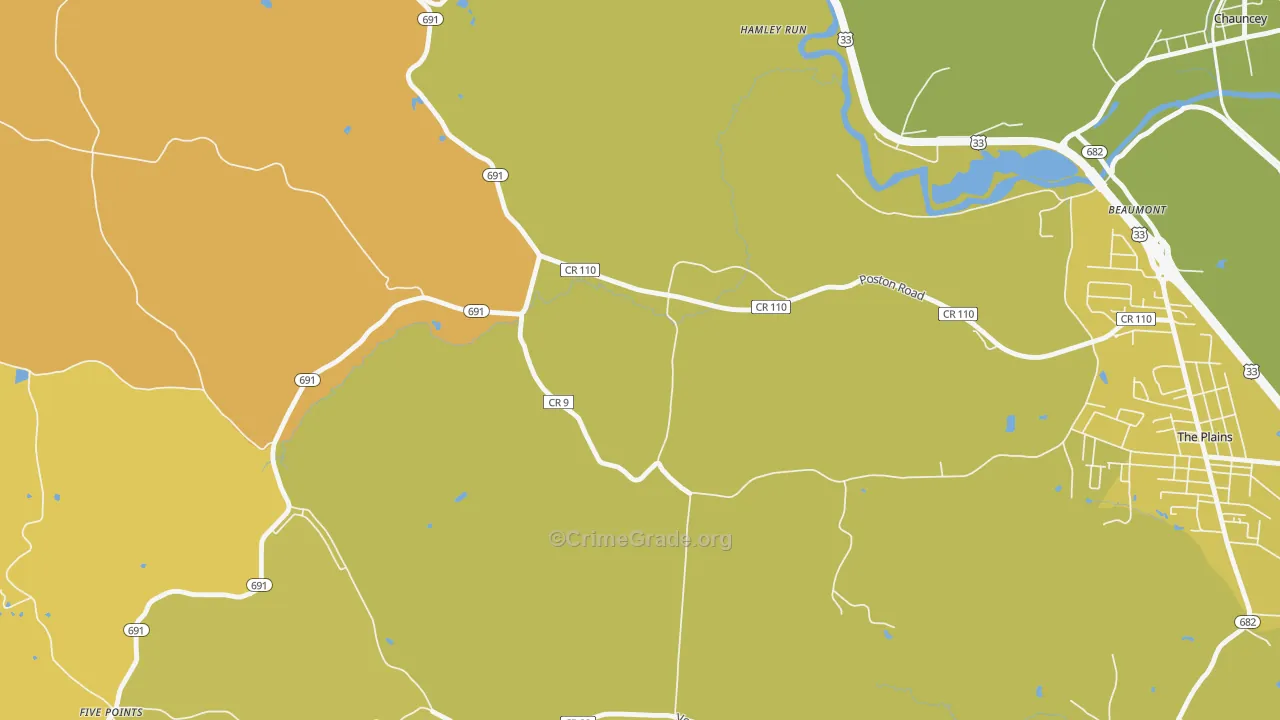 Hamley Run, OH Map of Vehicle Theft Rates