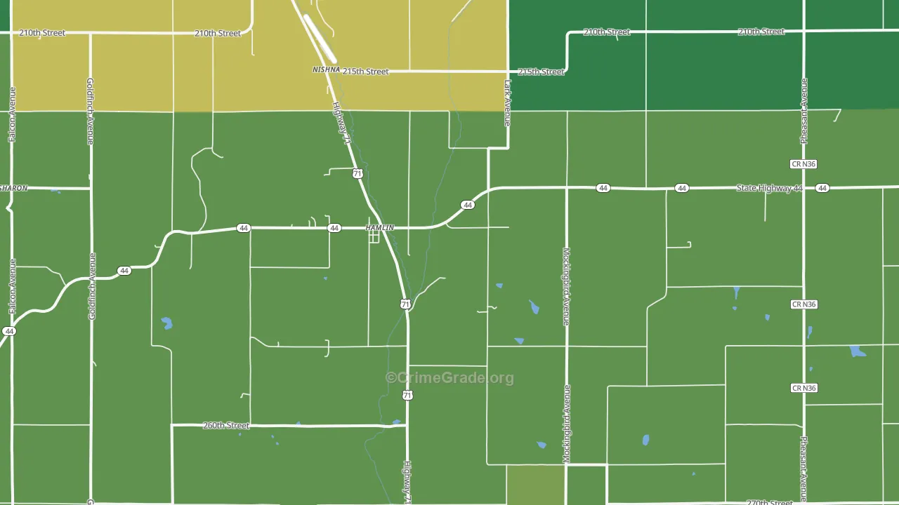 Hamlin, IA Map of Vehicle Theft Rates