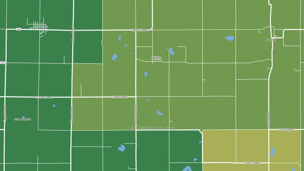 Hamlin, KS Map of Vehicle Theft Rates