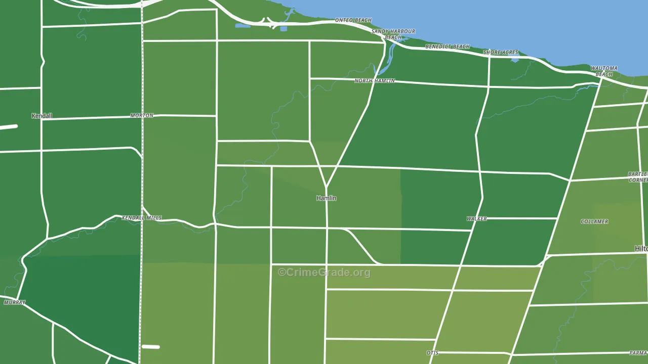 Hamlin, NY Map of Vehicle Theft Rates