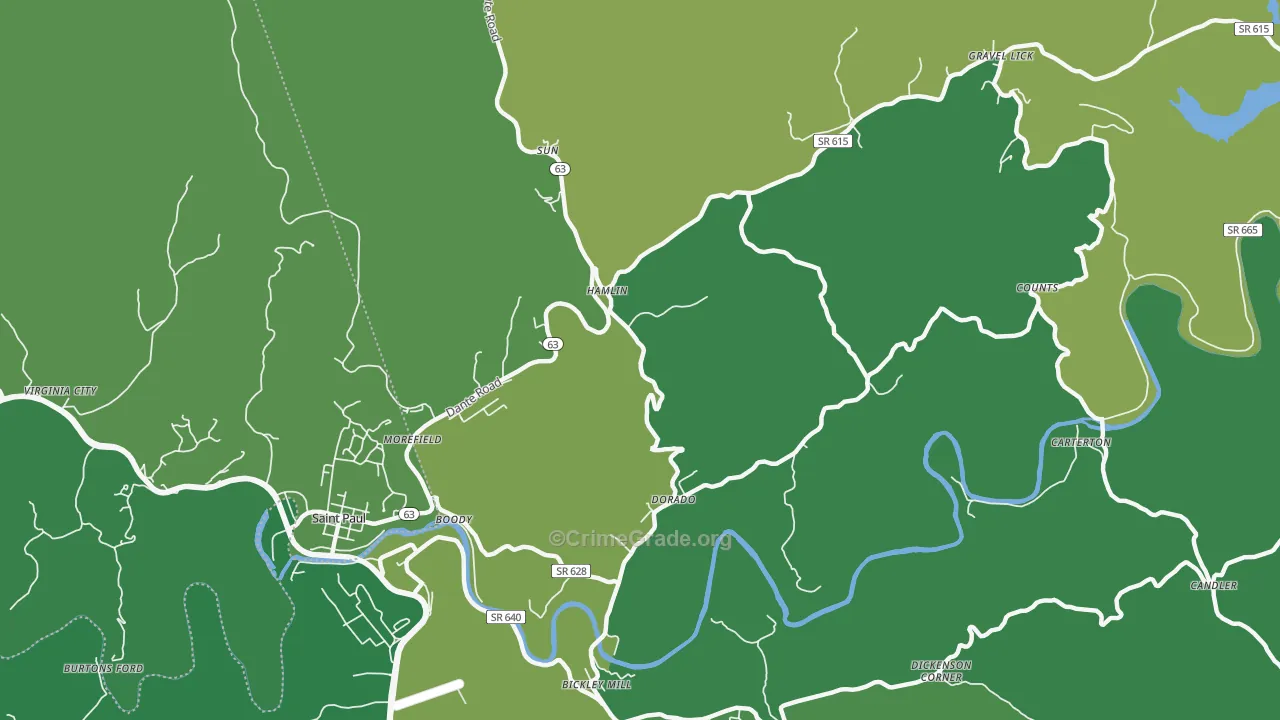 Hamlin, VA Map of Vehicle Theft Rates