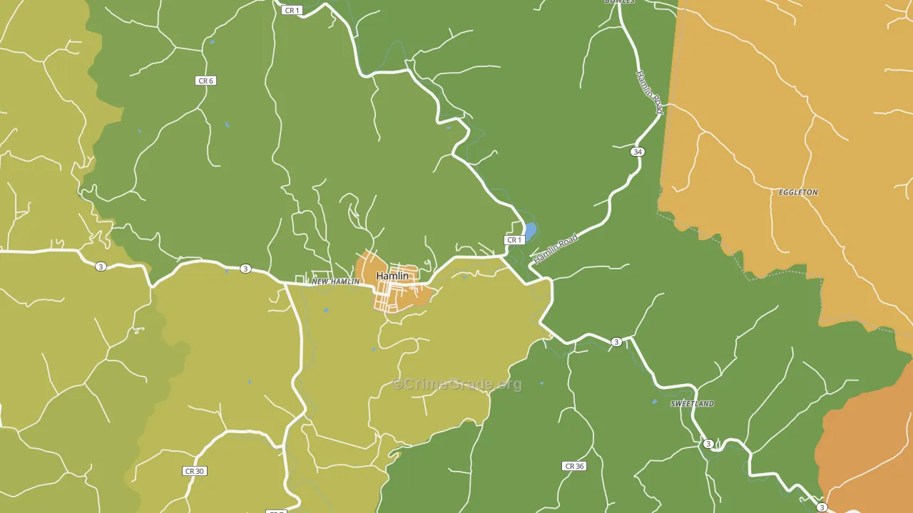 Hamlin, WV Map of Vehicle Theft Rates