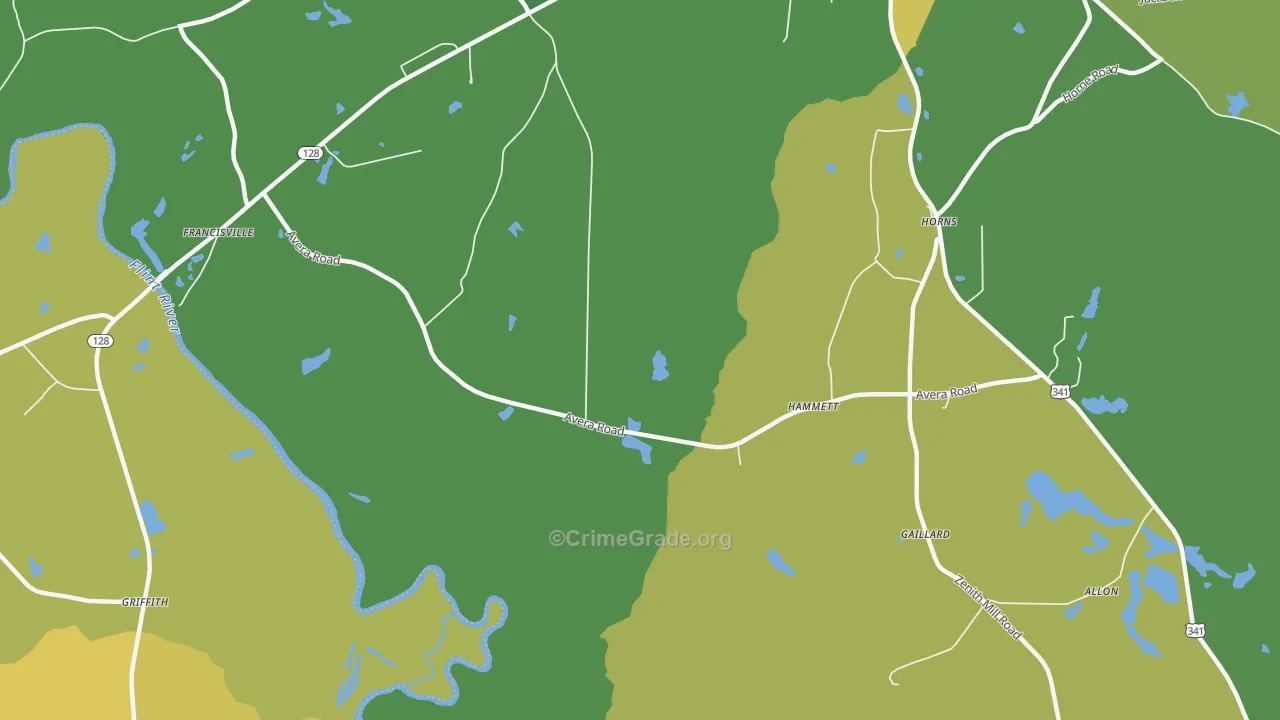 Hammett, GA Map of Vehicle Theft Rates