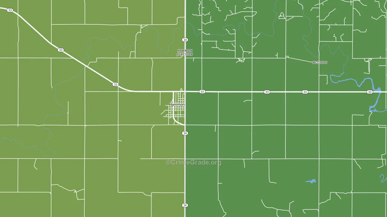 Hammon, OK Map of Vehicle Theft Rates