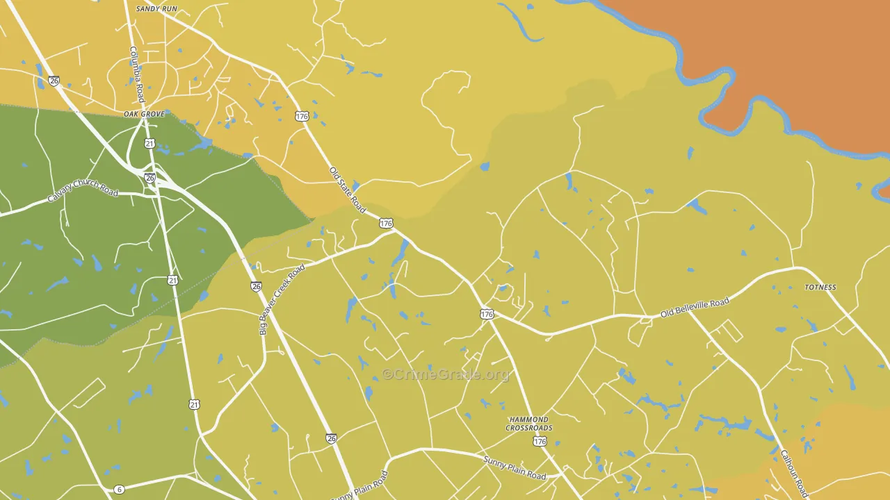 Hammond Crossroads, SC Map of Vehicle Theft Rates