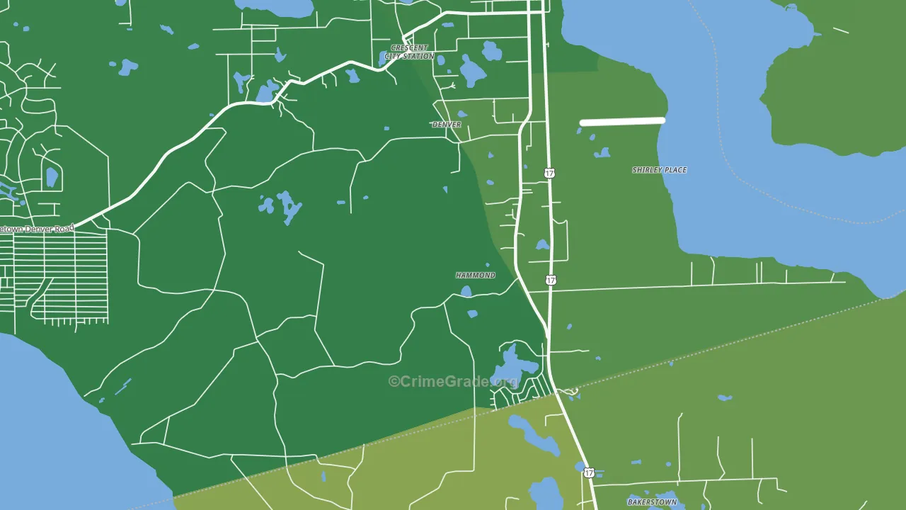 Hammond, FL Map of Vehicle Theft Rates