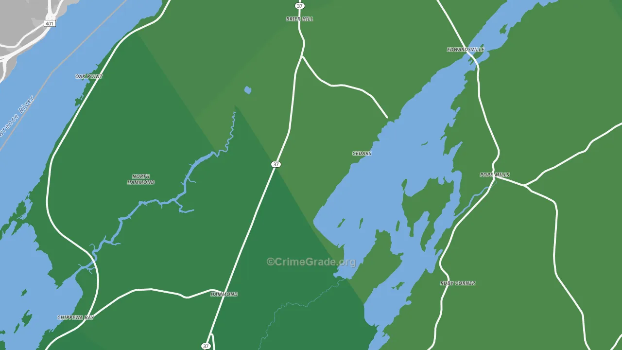 Hammond, NY Map of Vehicle Theft Rates