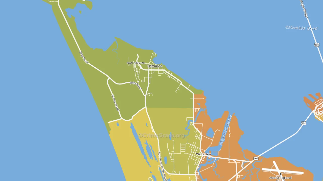 Hammond, OR Map of Vehicle Theft Rates