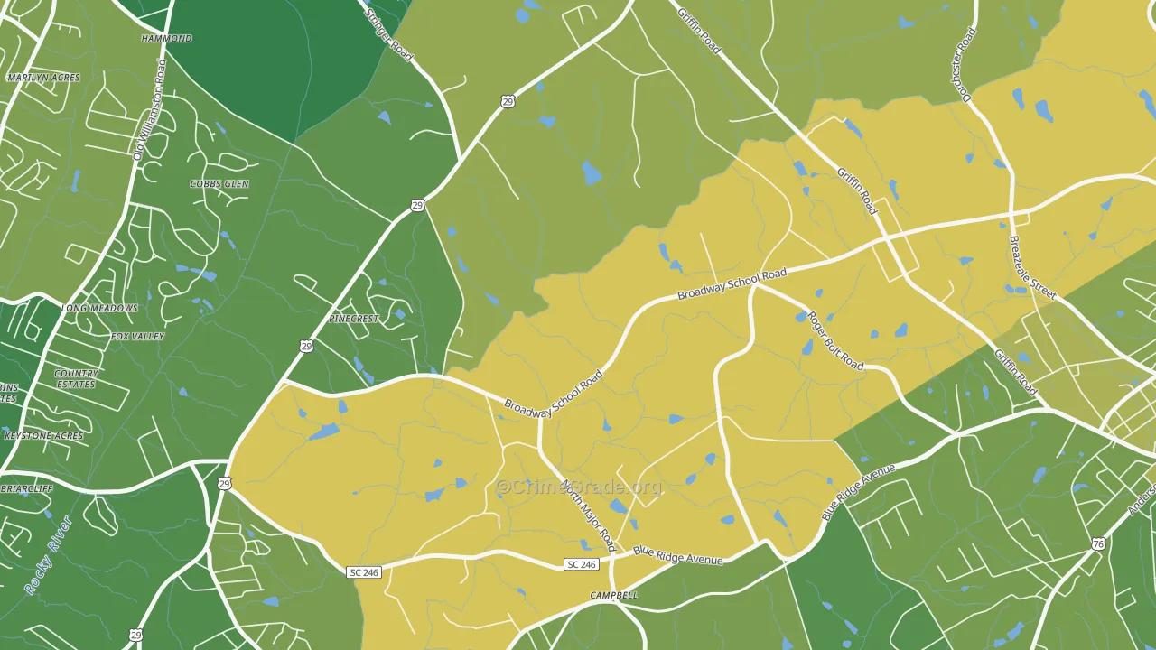 Hammond, SC Map of Vehicle Theft Rates
