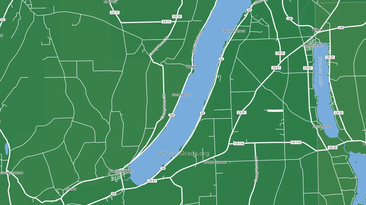 Hammondsport, NY Map of Vehicle Theft Rates