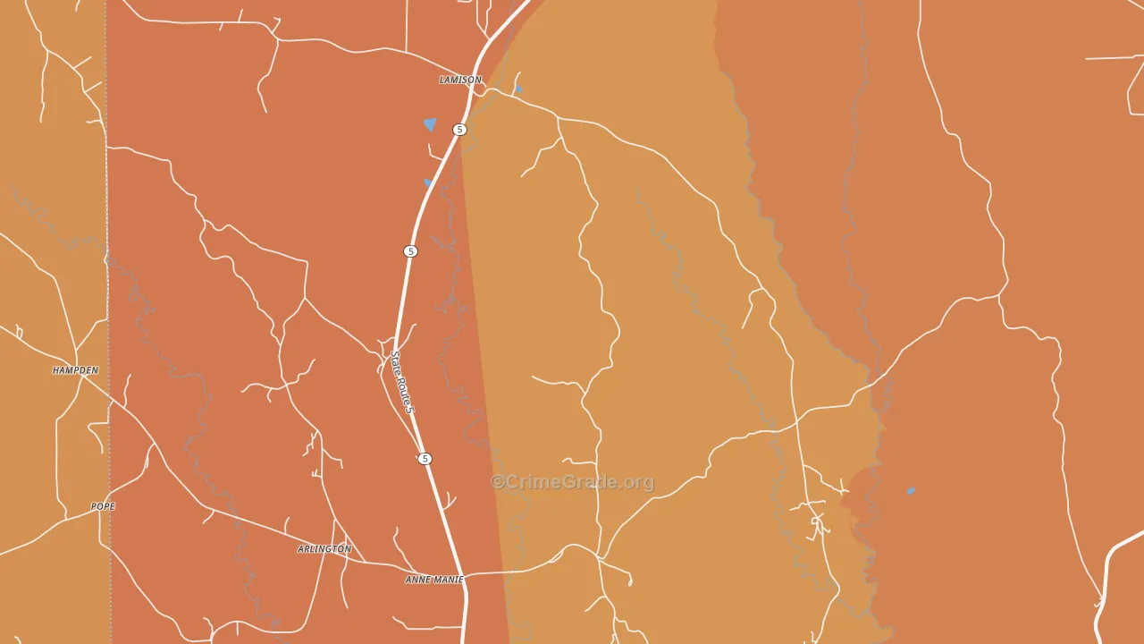 Hampden, AL Map of Vehicle Theft Rates