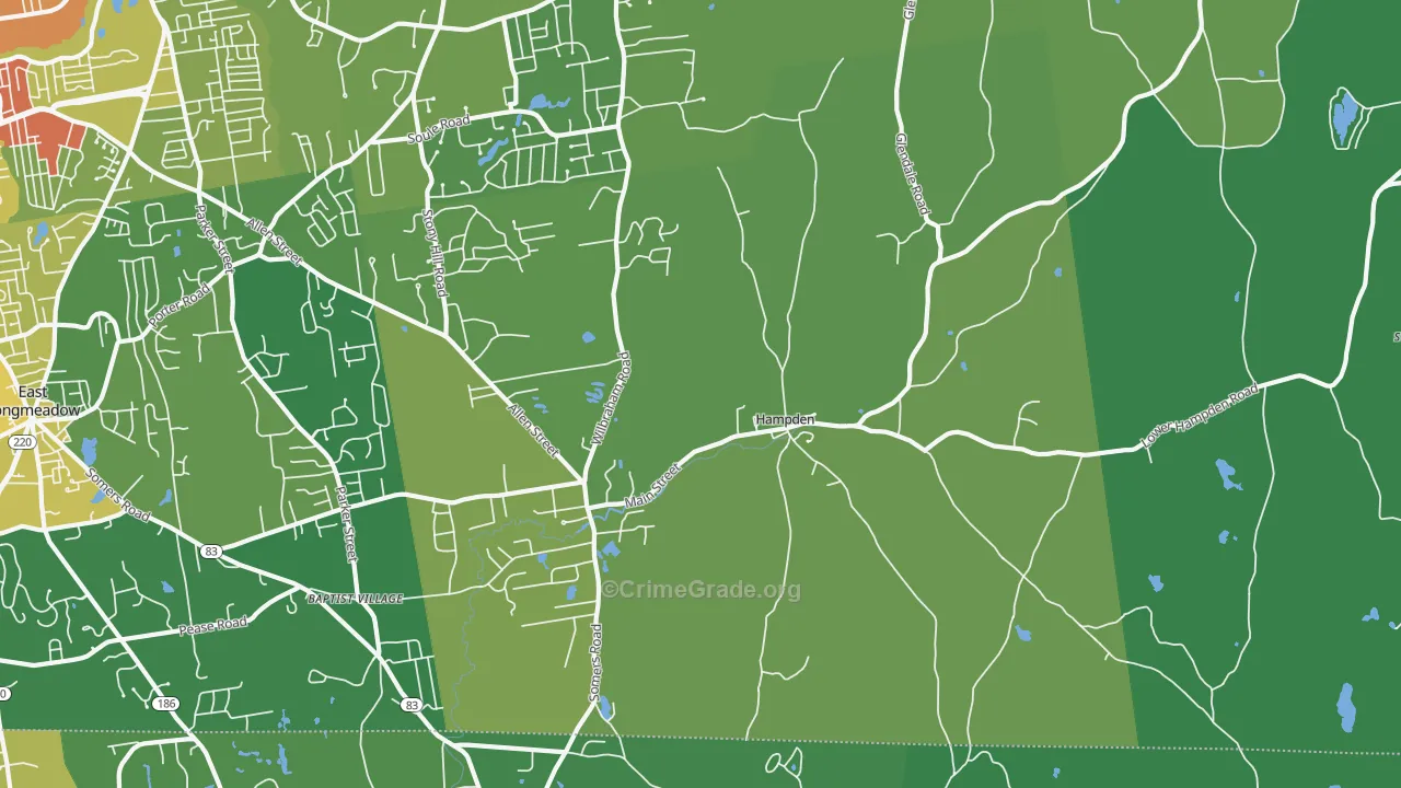 Hampden, MA Map of Vehicle Theft Rates