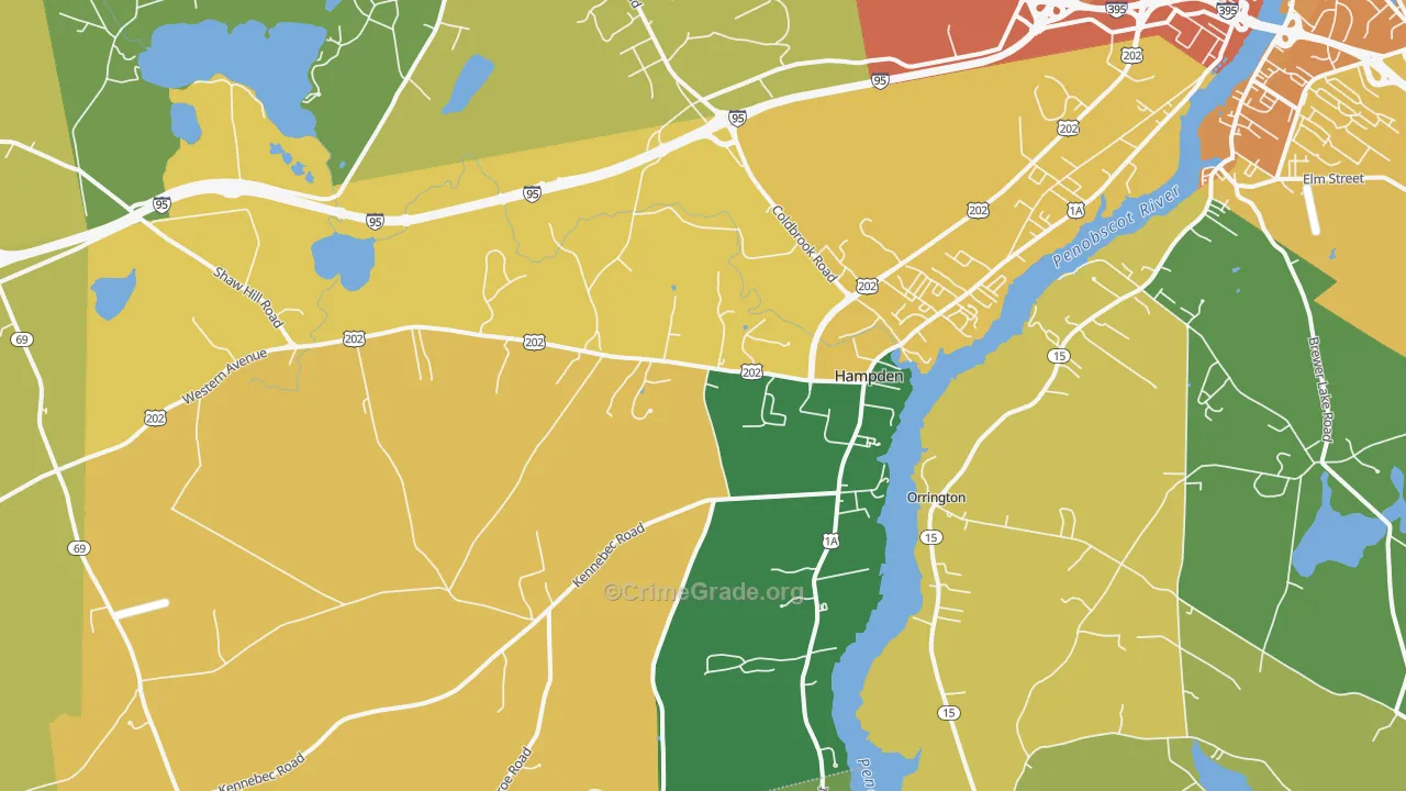 Hampden, ME Map of Vehicle Theft Rates