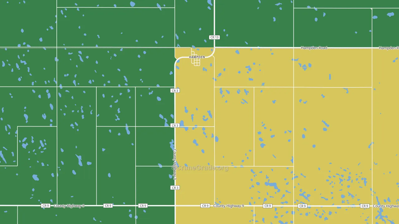 Hampden, ND Map of Vehicle Theft Rates