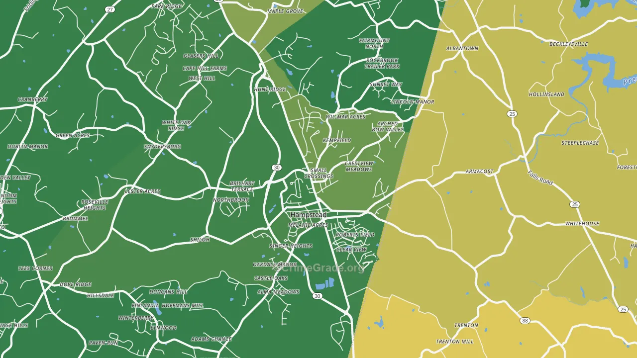 Hampstead, MD Map of Vehicle Theft Rates
