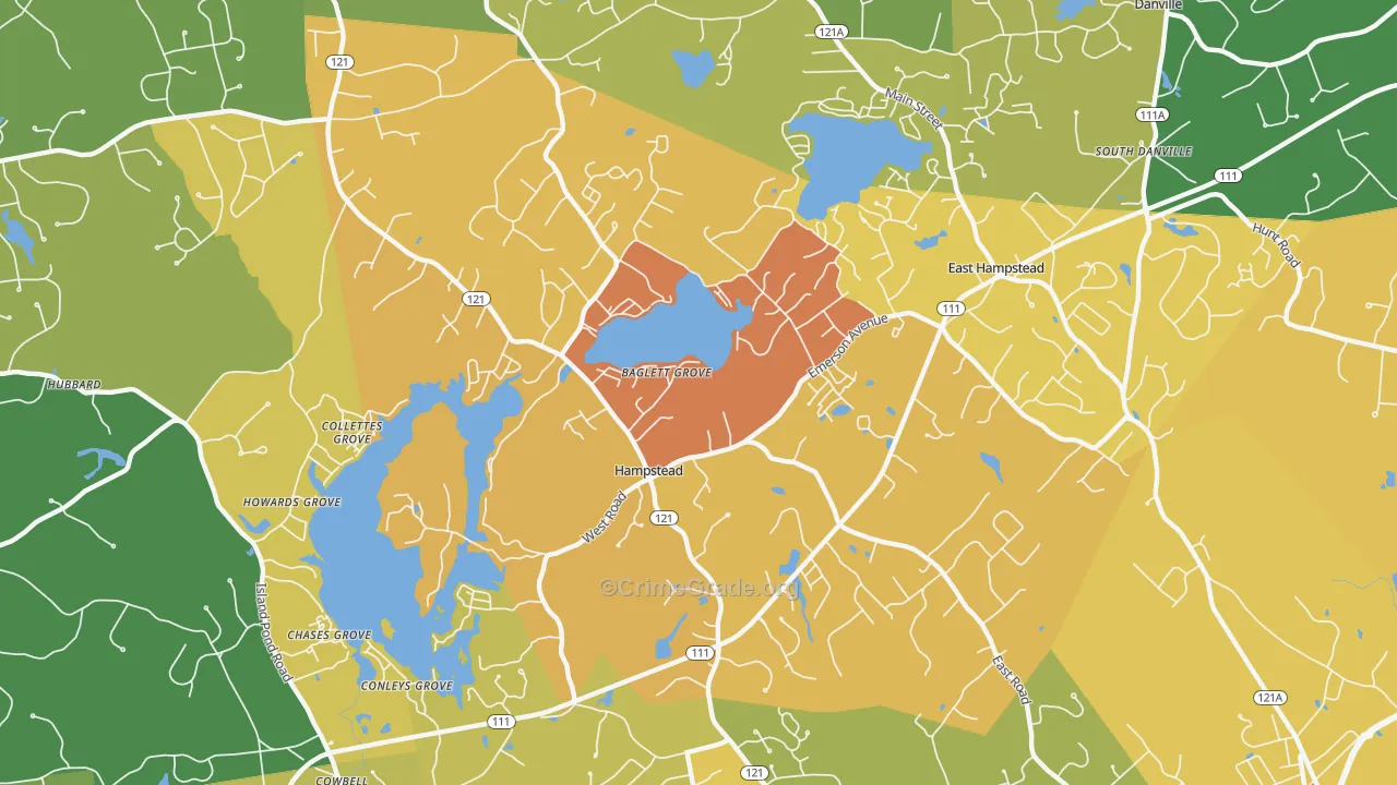 Hampstead, NH Map of Vehicle Theft Rates