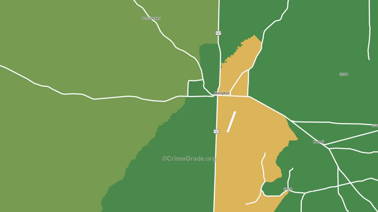 Hampton, AR Map of Vehicle Theft Rates