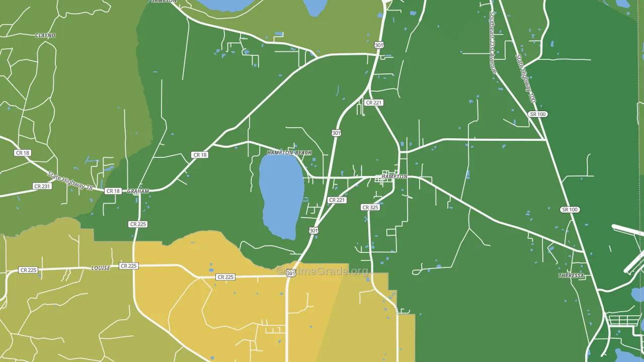 Hampton, FL Map of Vehicle Theft Rates