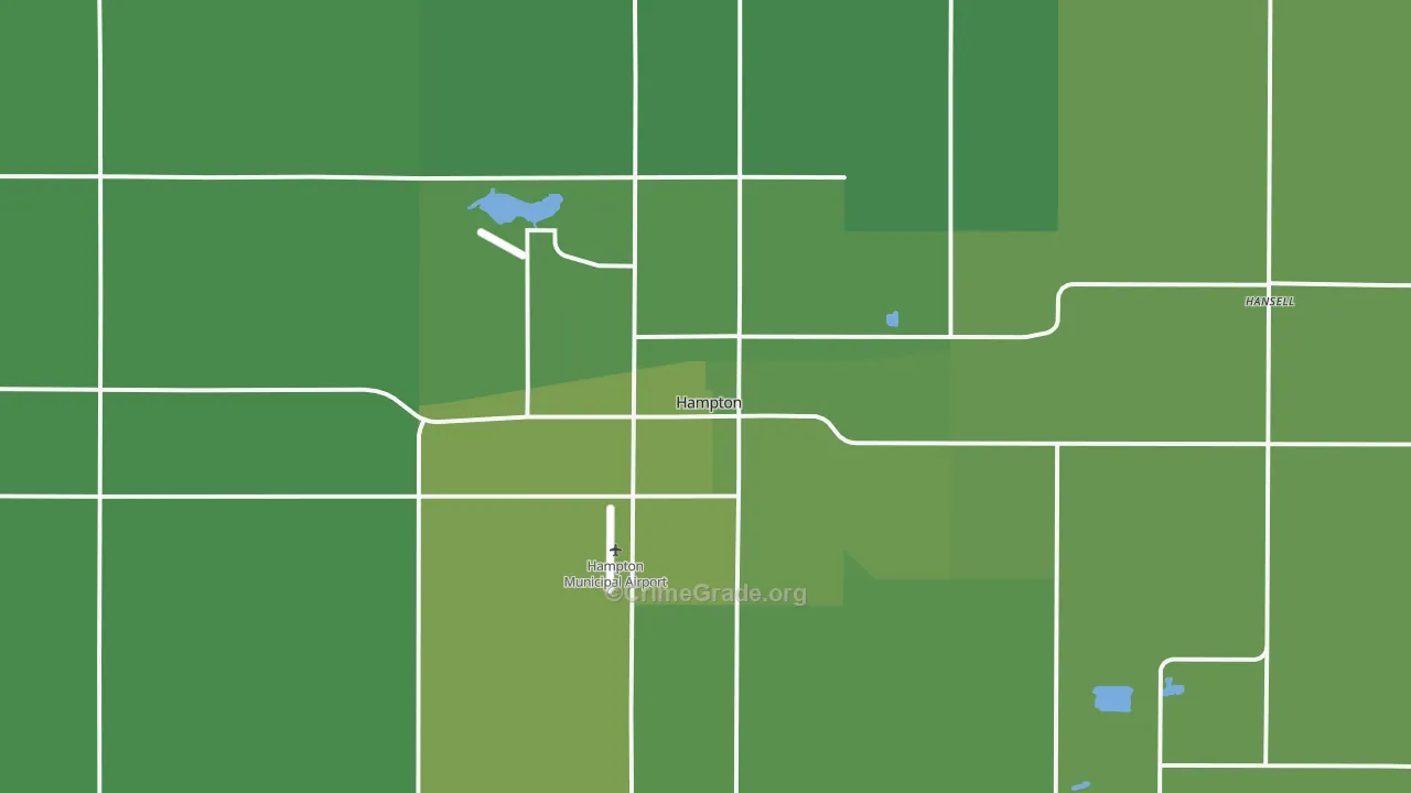 Hampton, IA Map of Vehicle Theft Rates