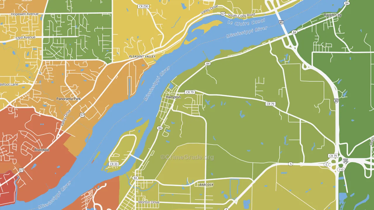 Hampton, IL Map of Vehicle Theft Rates