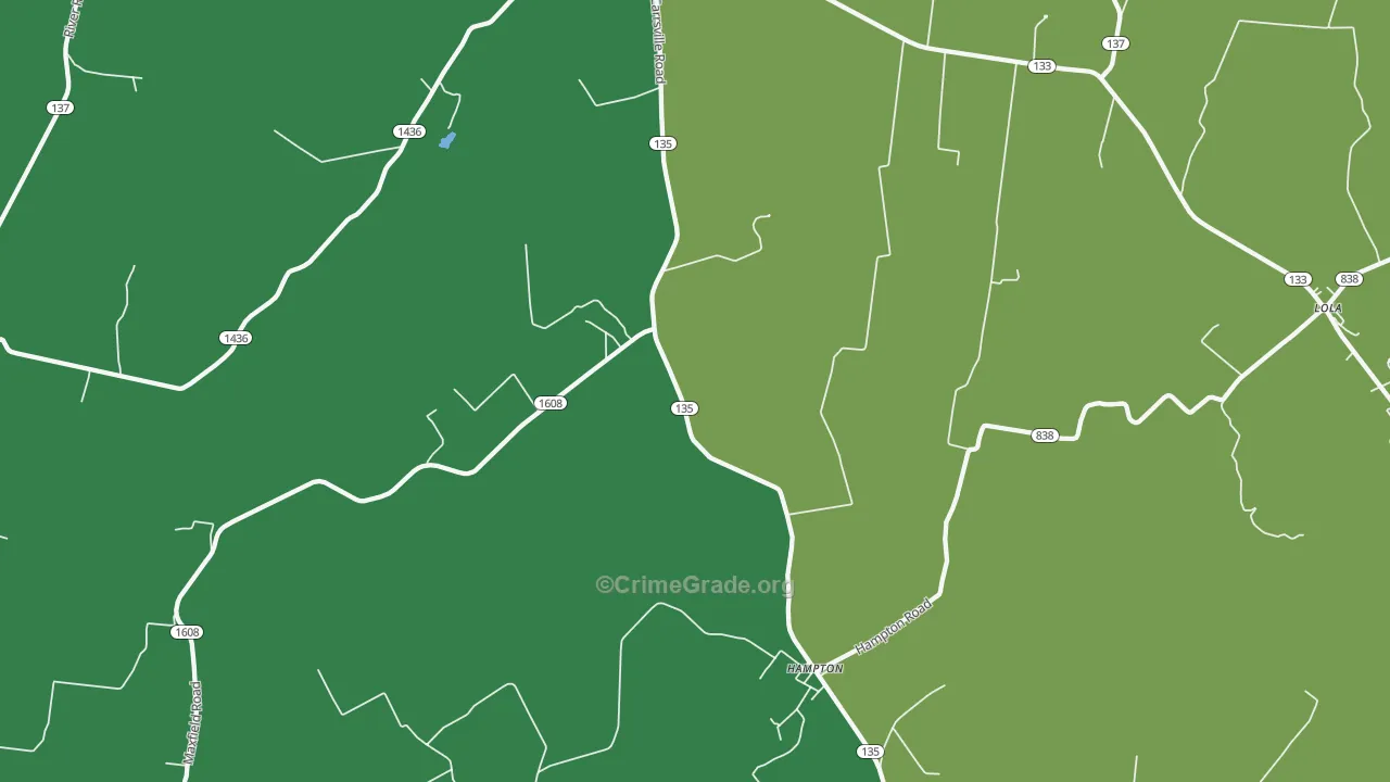 Hampton, KY Map of Vehicle Theft Rates