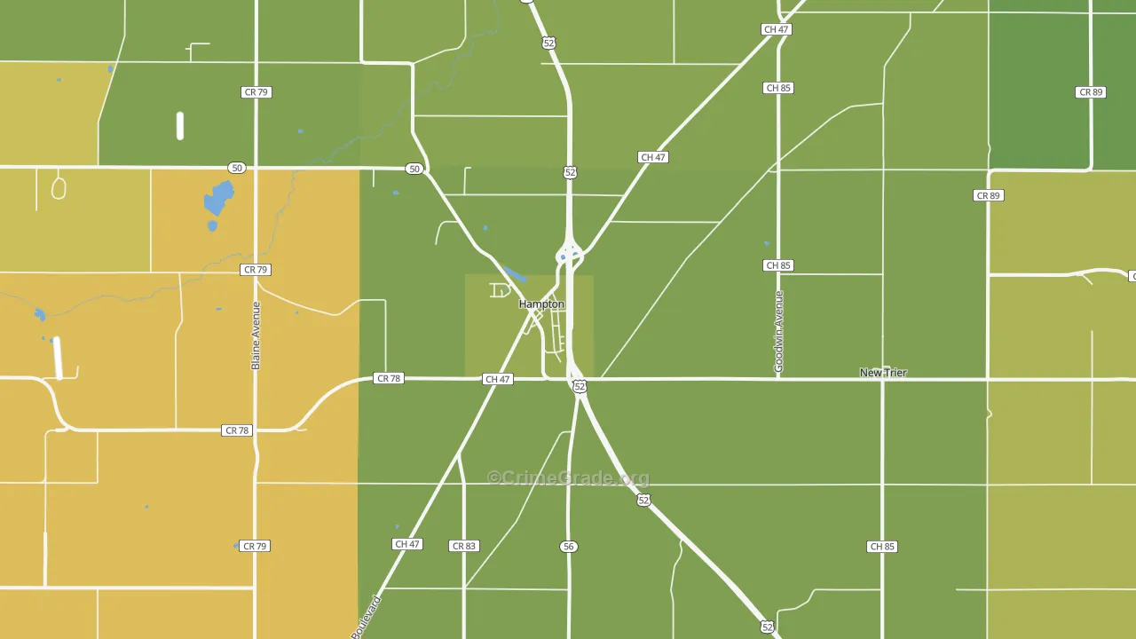 Hampton, MN Map of Vehicle Theft Rates