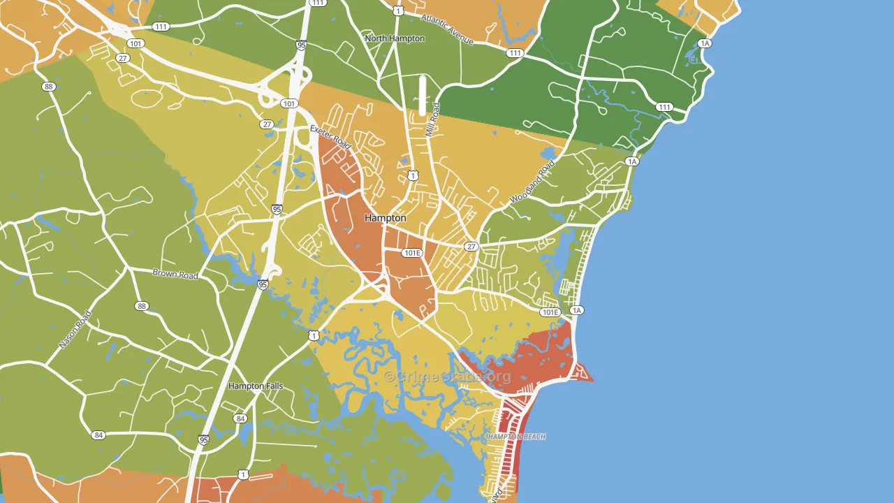 Hampton, NH Map of Vehicle Theft Rates