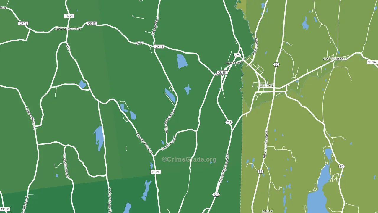Hampton, NY Map of Vehicle Theft Rates