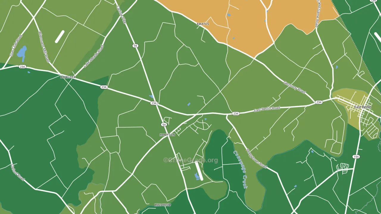 Hampton, PA Map of Vehicle Theft Rates