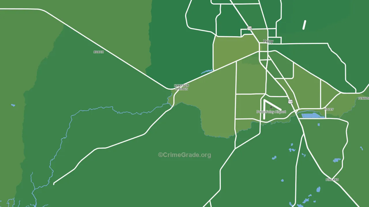 Hampton Springs, FL Map of Vehicle Theft Rates