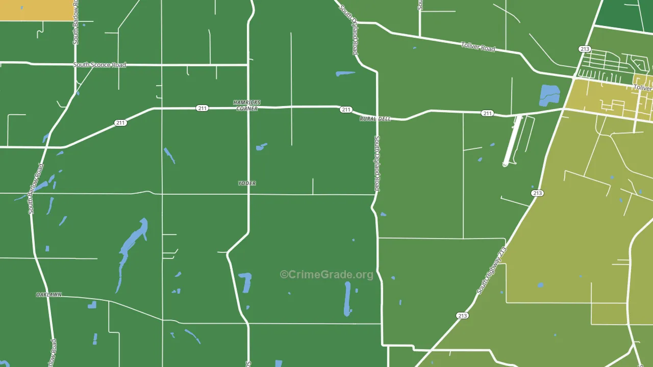 Hamricks Corner, OR Map of Vehicle Theft Rates