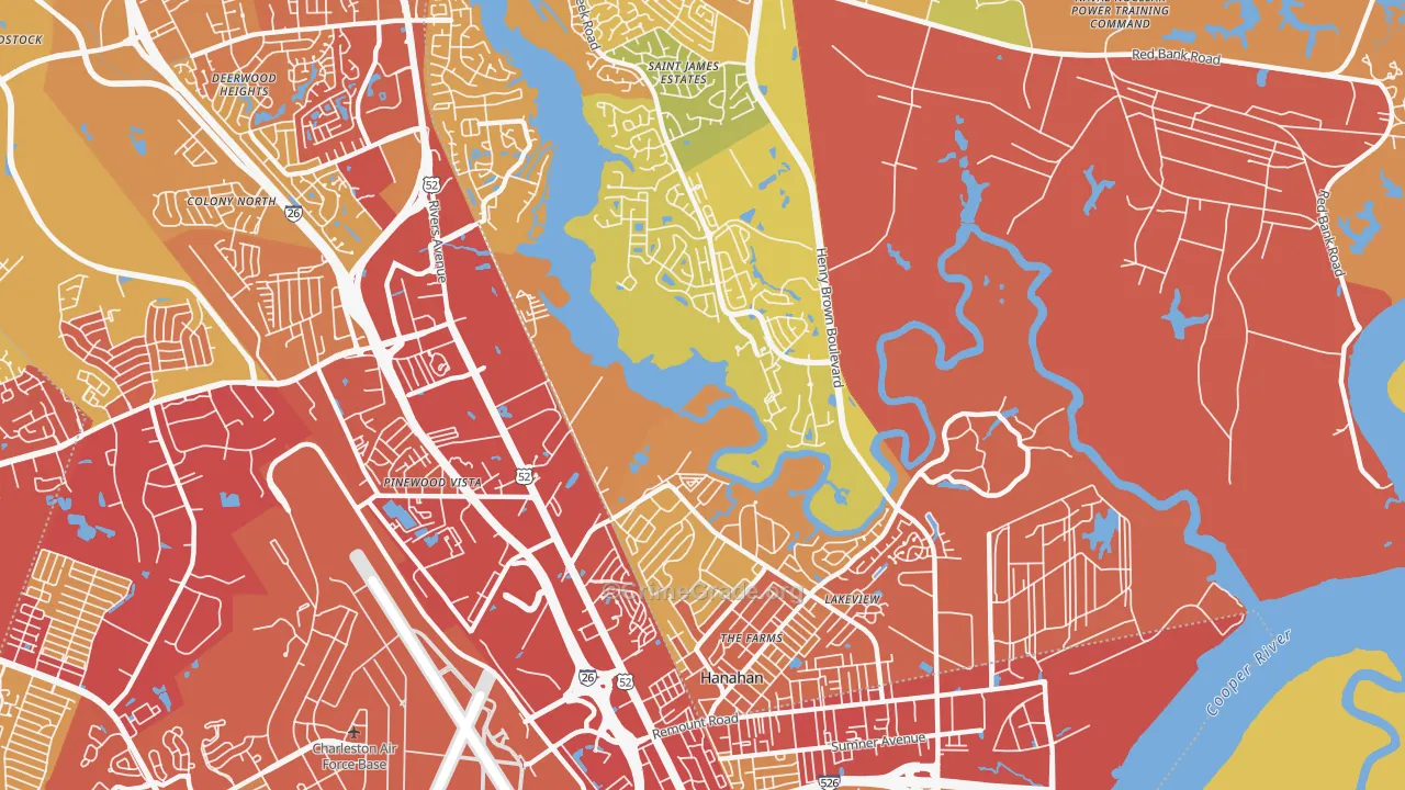 Hanahan, SC Map of Vehicle Theft Rates